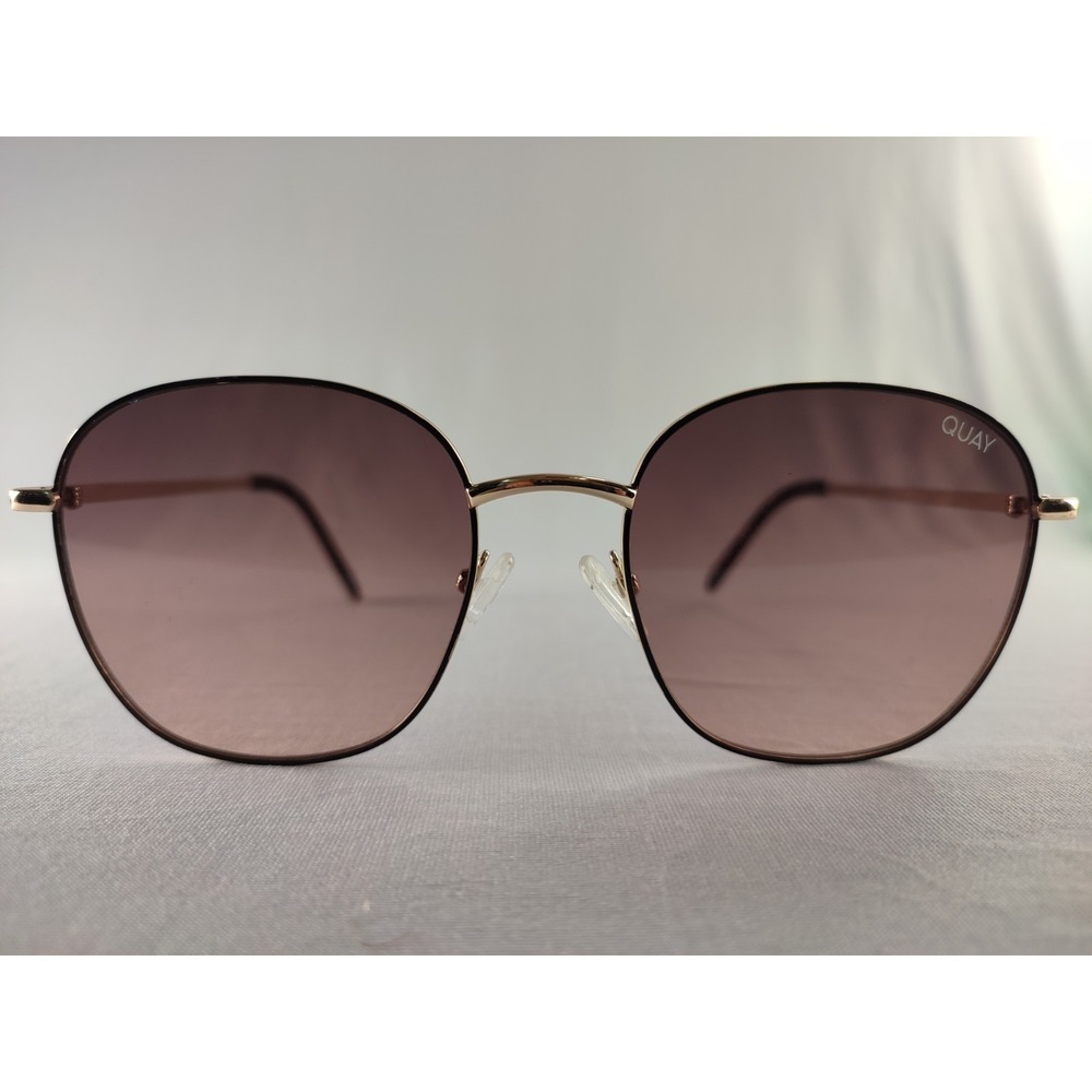 Quay Australia Jezabell 126 Gold Tortoise Round Sunglasses Brown Gradient Lens